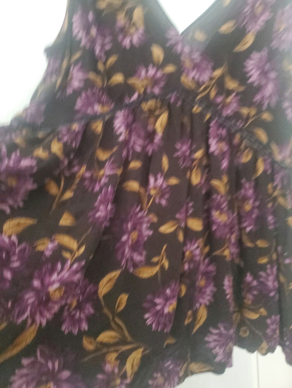 American Eagle Purple Floral Loose Flowy Velvet Trim Top Womens Medium - Picture 10 of 10